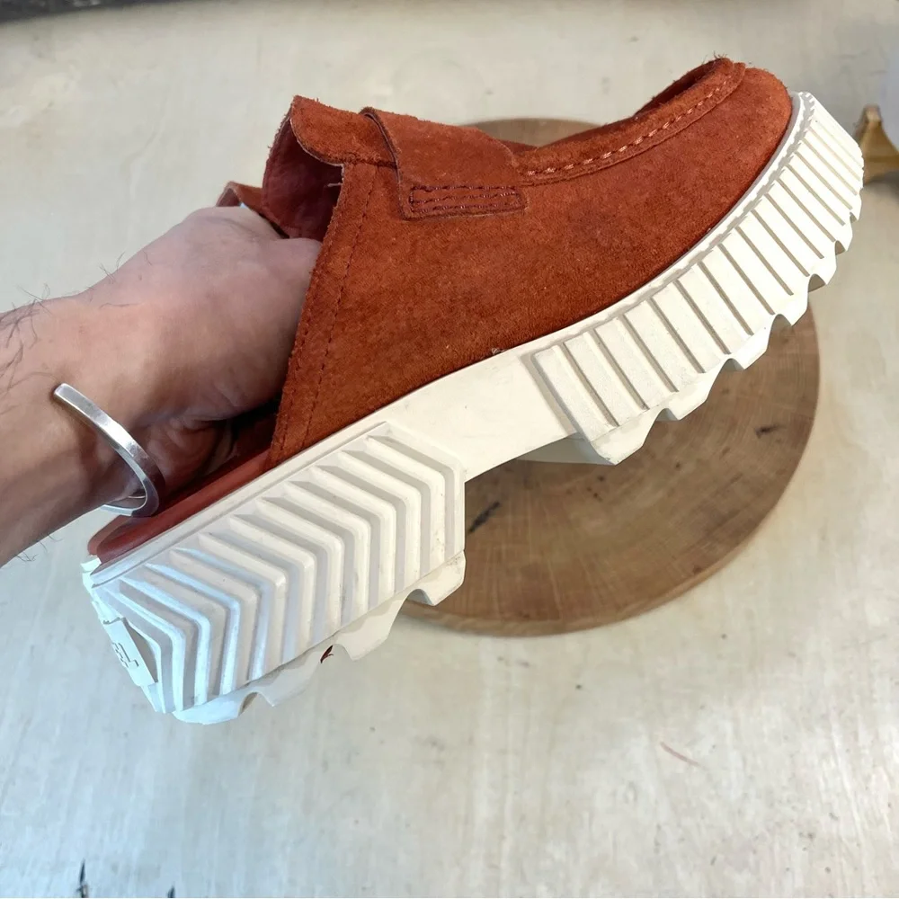Sorel Suede Penny Mule in Burnt Orange and Cream Platform - Picture 11 of 16